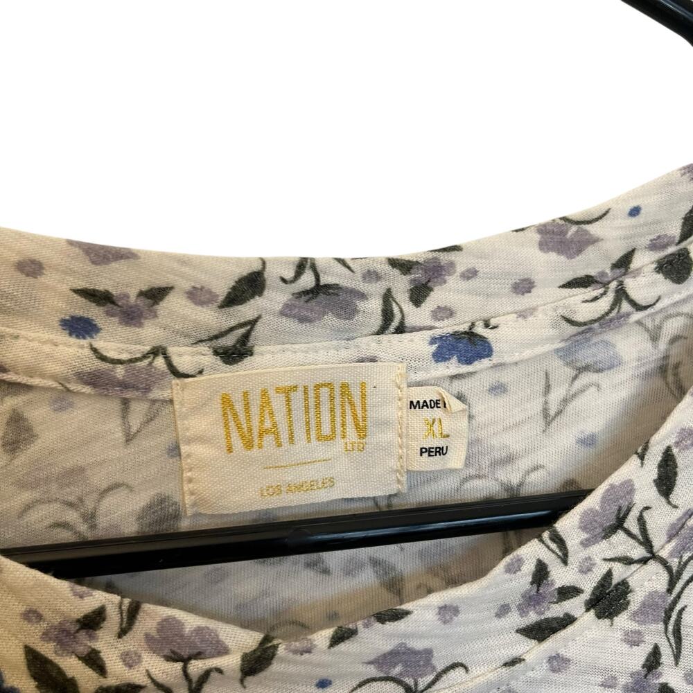 Nation LTD Paulette Top Cottage Floral Flutter Sleeveless Ruffle White Size XL - Picture 3 of 7